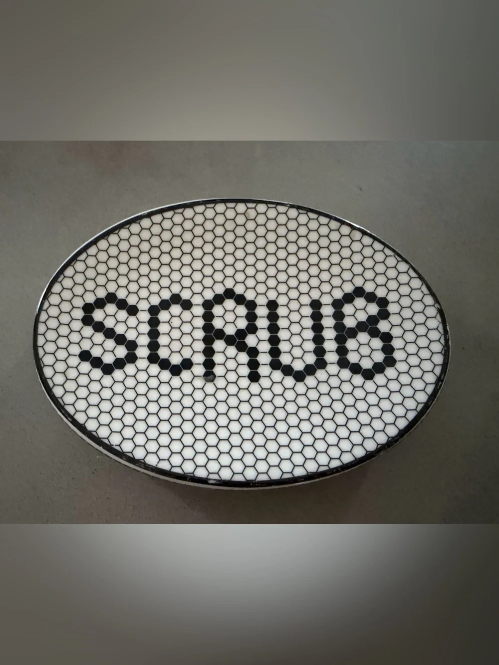 Kassatex Black & Ivory Mosaic Retro Bathroom SCRUB Soap Holder